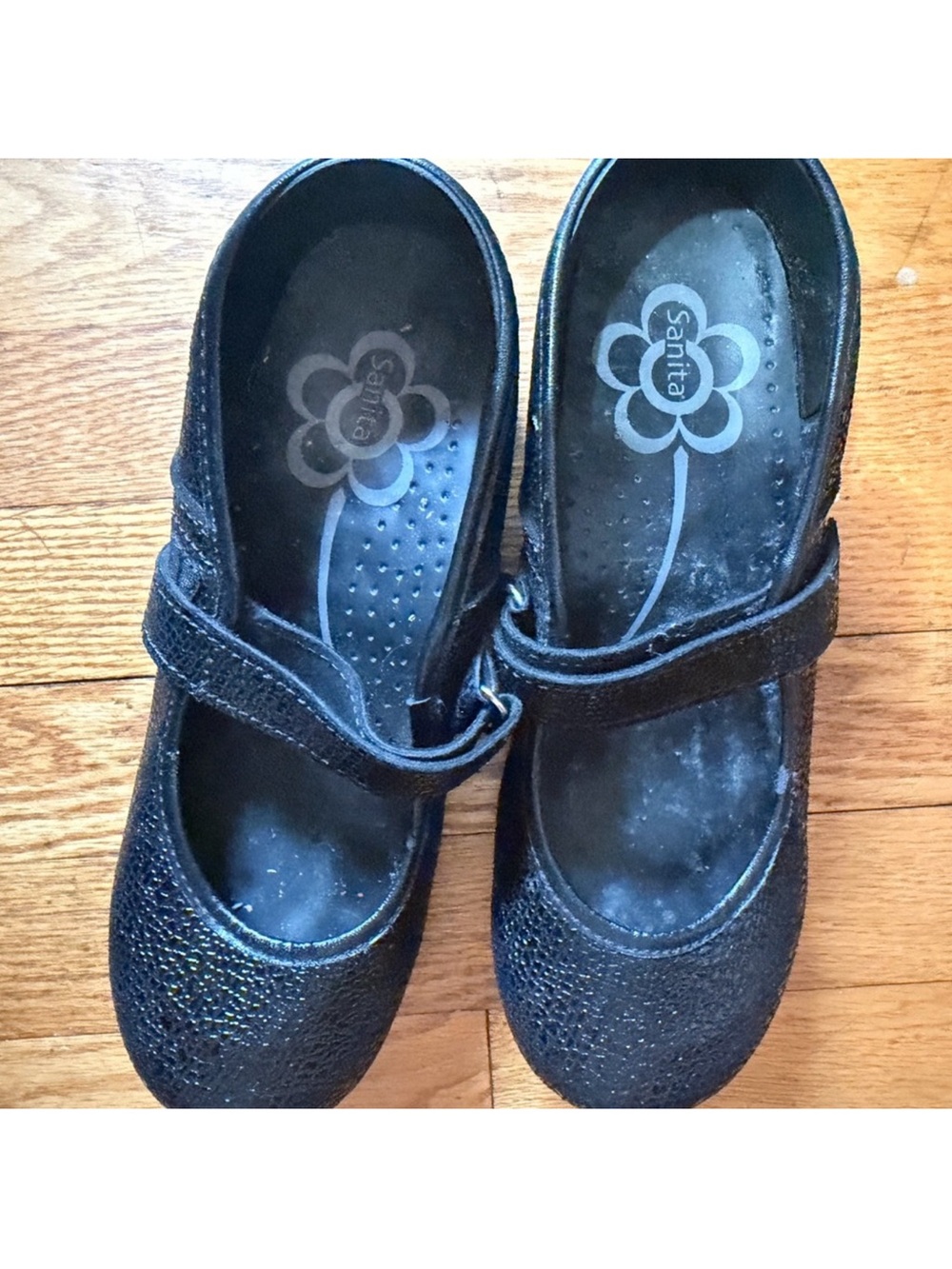 Sanita Size 38 Black Mary Jane Glitter Shoes